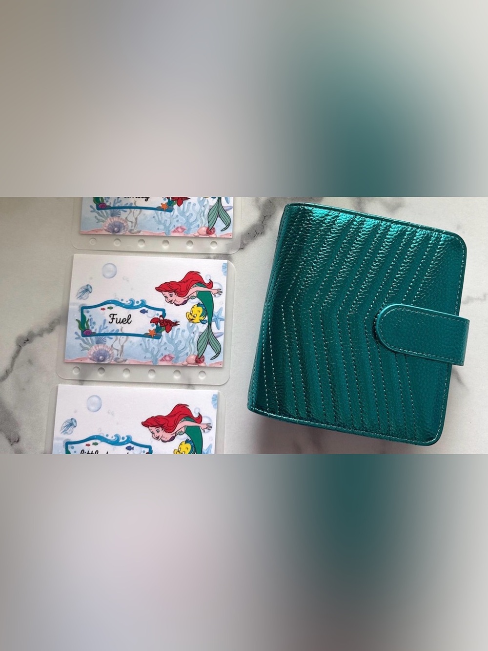 A7 Wallet/ Cash Stuffing Binder Metallic Teal
with Gold Rings & 3 envelopes - Picture 1 of 8